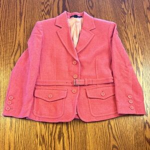 Bold Pink Express Design Studio Wool Belted Blazer Jacket Size 6 Barbiecore
